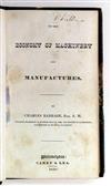 BABBAGE, CHARLES. On the Economy of Machinery and Manufactures.  Philadelphia, 1832